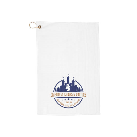 Okie Dokey Cabins & Castles Golf Towel – Adventure-Ready Microfiber Towel with Clip